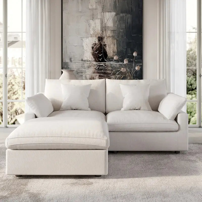 Modulares Ecksofa "Cloud Couch" mit Ottoman, 119" L-förmiges minimalistisches Ecksofa aus Leinen-Mischgewebe für das Wohnzimmer