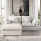 Modulares Ecksofa "Cloud Couch" mit Ottoman, 119" L-förmiges minimalistisches Ecksofa aus Leinen-Mischgewebe für das Wohnzimmer