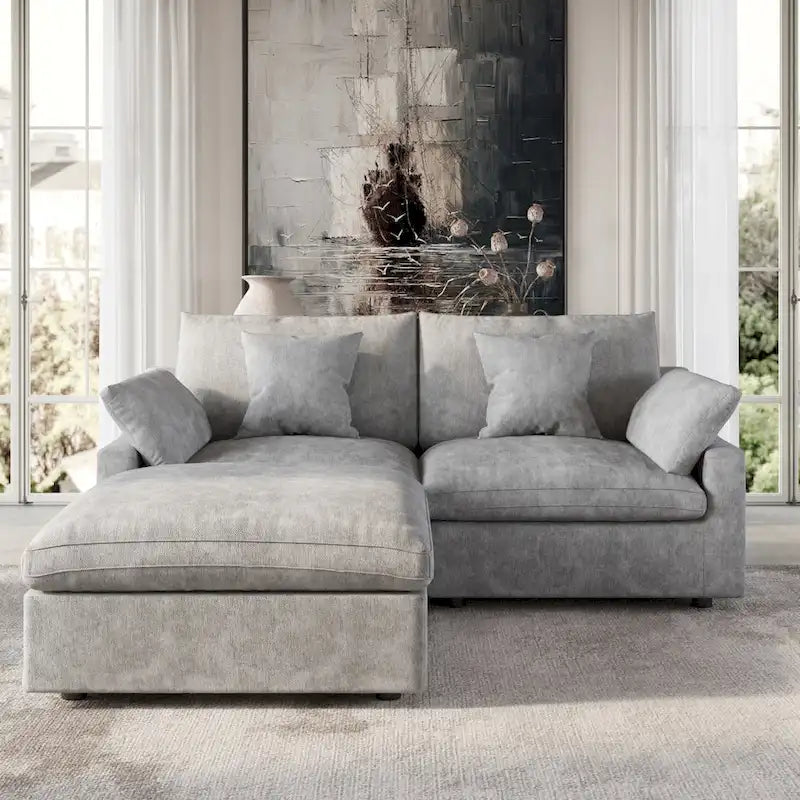 Modulares Ecksofa "Cloud Couch" mit Ottoman, 119" L-förmiges minimalistisches Ecksofa aus Leinen-Mischgewebe für das Wohnzimmer
