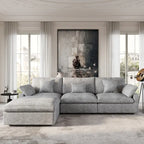 Modulares Ecksofa "Cloud Couch" mit Ottoman, 119" L-förmiges minimalistisches Ecksofa aus Leinen-Mischgewebe für das Wohnzimmer