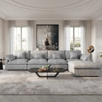 Modulares Ecksofa "Cloud Couch" mit Ottoman, 119" L-förmiges minimalistisches Ecksofa aus Leinen-Mischgewebe für das Wohnzimmer