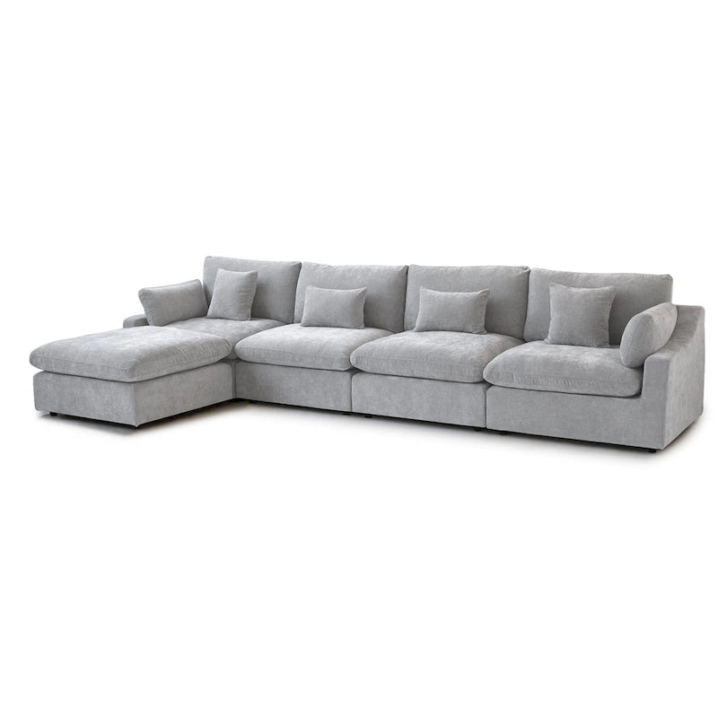 Modulares Ecksofa "Cloud Couch" mit Ottoman, 119" L-förmiges minimalistisches Ecksofa aus Leinen-Mischgewebe für das Wohnzimmer