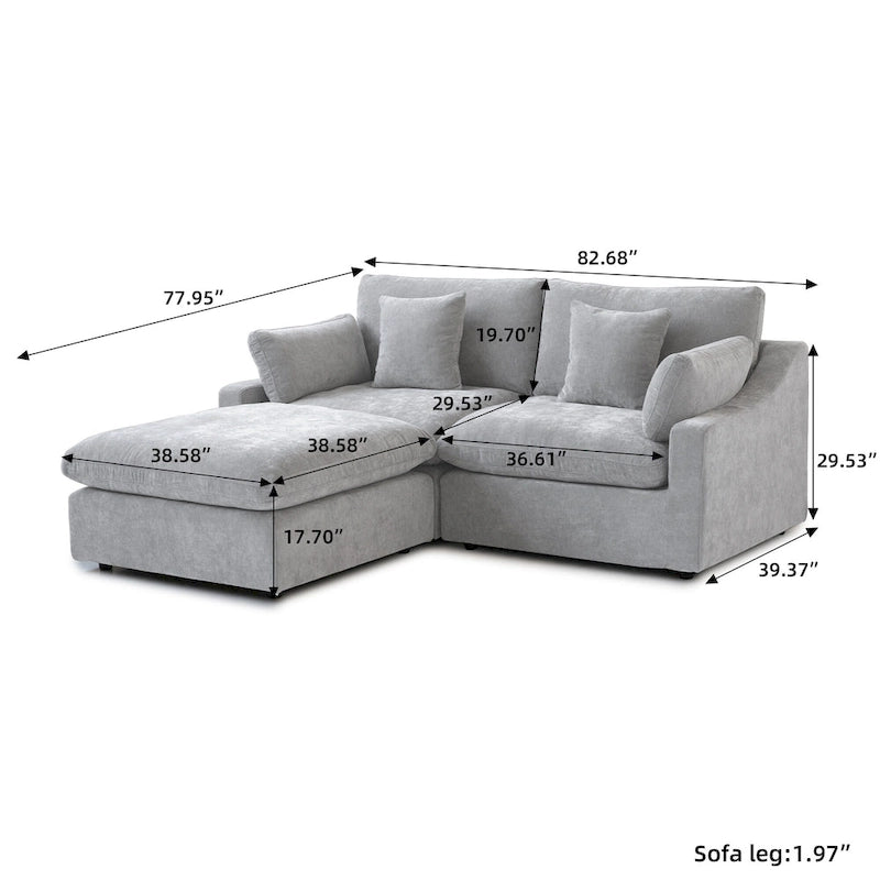 Modulares Ecksofa "Cloud Couch" mit Ottoman, 119" L-förmiges minimalistisches Ecksofa aus Leinen-Mischgewebe für das Wohnzimmer