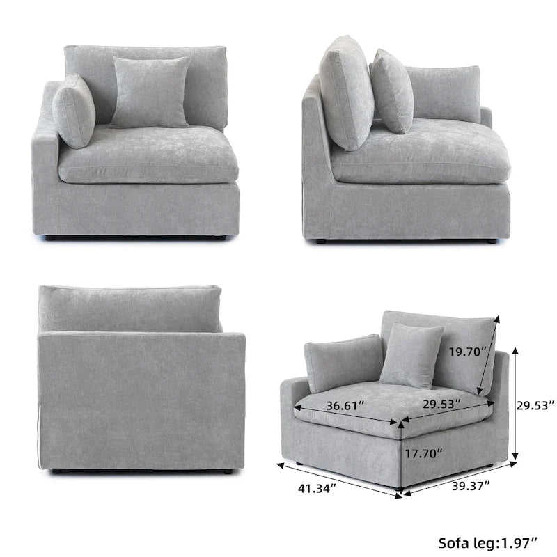 Modulares Ecksofa "Cloud Couch" mit Ottoman, 119" L-förmiges minimalistisches Ecksofa aus Leinen-Mischgewebe für das Wohnzimmer