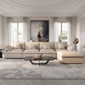 Modulares Ecksofa Cloud Couch mit Ottoman, L-förmiges Ecksofa aus Leinenmischung, minimalistisches Design, für das Wohnzimmer, Khaki