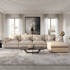 Modulares Ecksofa Cloud Couch mit Ottoman, L-förmiges Ecksofa aus Leinenmischung, minimalistisches Design, für das Wohnzimmer, Khaki