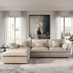 Modulares Ecksofa Cloud Couch mit Ottoman, L-förmiges Ecksofa aus Leinenmischung, minimalistisches Design, für das Wohnzimmer, Khaki