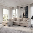 Modulares Ecksofa Cloud Couch mit Ottoman, L-förmiges Ecksofa aus Leinenmischung, minimalistisches Design, für das Wohnzimmer, Khaki