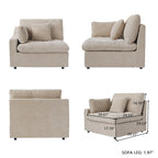 Modulares Ecksofa Cloud Couch mit Ottoman, L-förmiges Ecksofa aus Leinenmischung, minimalistisches Design, für das Wohnzimmer, Khaki