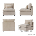Modulares Ecksofa Cloud Couch mit Ottoman, L-förmiges Ecksofa aus Leinenmischung, minimalistisches Design, für das Wohnzimmer, Khaki