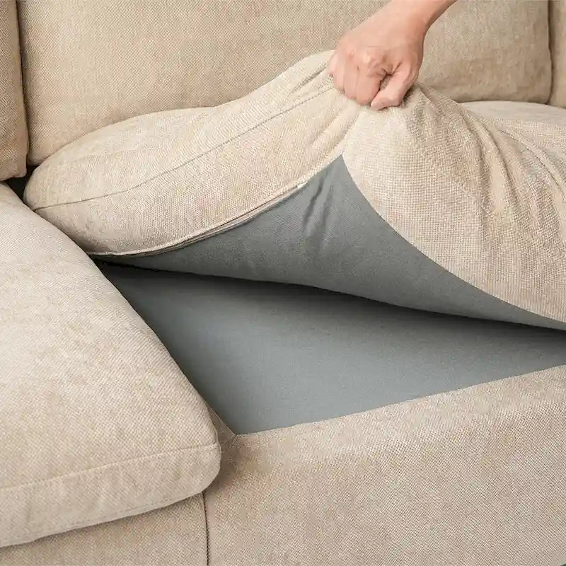 Modulares Ecksofa Cloud Couch mit Ottoman, L-förmiges Ecksofa aus Leinenmischung, minimalistisches Design, für das Wohnzimmer, Khaki