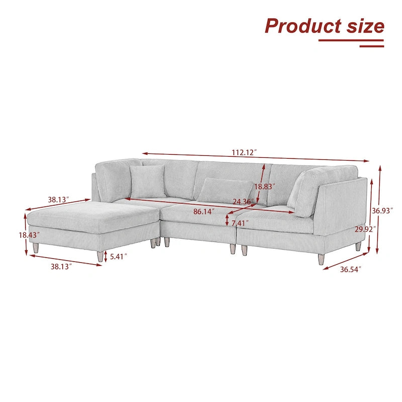 Modulares Sofa mit Ottoman für Wohnzimmer-Set - 112 B