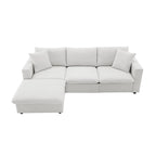 L-förmiges Sectional Cloud Sofa-Set mit Zierkissen, Ottoman, breiter Sitzfläche