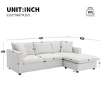 L-förmiges Sectional Cloud Sofa-Set mit Zierkissen, Ottoman, breiter Sitzfläche