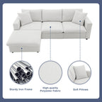 L-förmiges Sectional Cloud Sofa-Set mit Zierkissen, Ottoman, breiter Sitzfläche