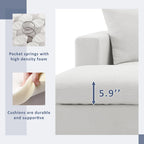 L-förmiges Sectional Cloud Sofa-Set mit Zierkissen, Ottoman, breiter Sitzfläche
