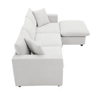 L-förmiges Sectional Cloud Sofa-Set mit Zierkissen, Ottoman, breiter Sitzfläche