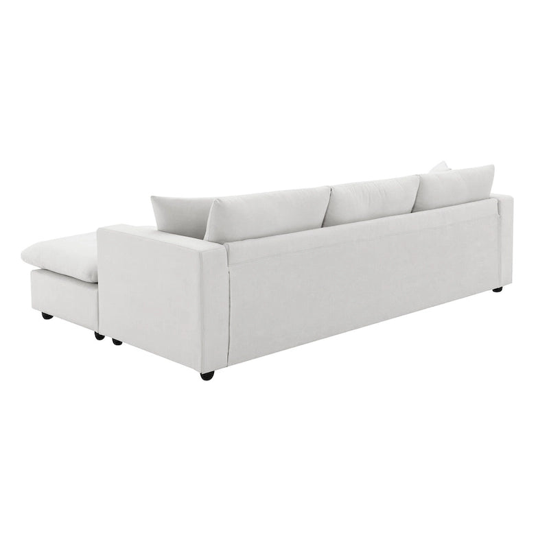 L-förmiges Sectional Cloud Sofa-Set mit Zierkissen, Ottoman, breiter Sitzfläche