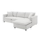 L-förmiges Sectional Cloud Sofa-Set mit Zierkissen, Ottoman, breiter Sitzfläche