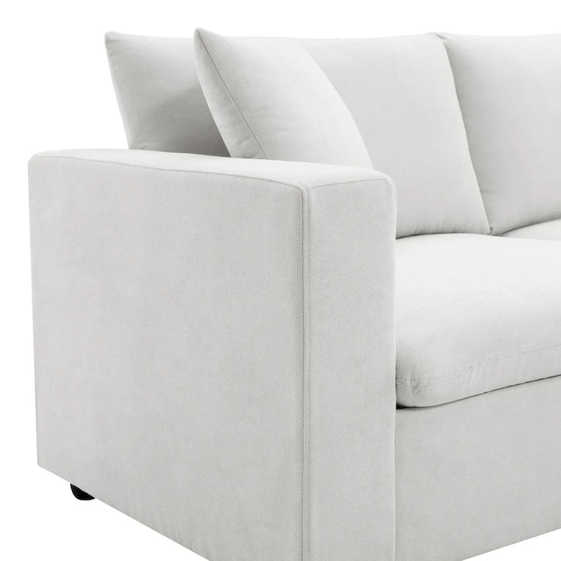 L-förmiges Sectional Cloud Sofa-Set mit Zierkissen, Ottoman, breiter Sitzfläche