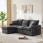 L-förmiges modulares Ecksofa, 4-Sitzer Chenille-Sofa