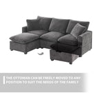L-förmiges modulares Ecksofa, 4-Sitzer Chenille-Sofa