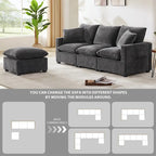 L-förmiges modulares Ecksofa, 4-Sitzer Chenille-Sofa