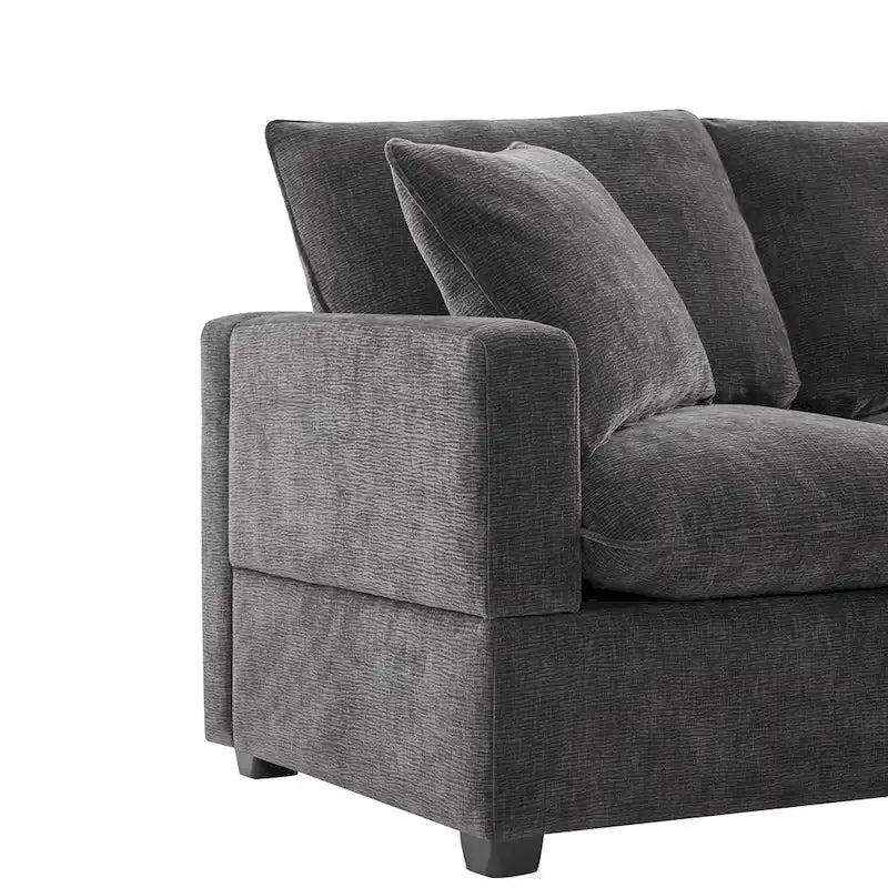 L-förmiges modulares Ecksofa, 4-Sitzer Chenille-Sofa
