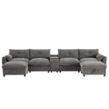 142 Modulares U-förmiges Sektionalsofa mit Aufbewahrungshocker und Konsole