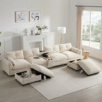142 Modulares U-förmiges Sektionalsofa mit Aufbewahrungshocker und Konsole