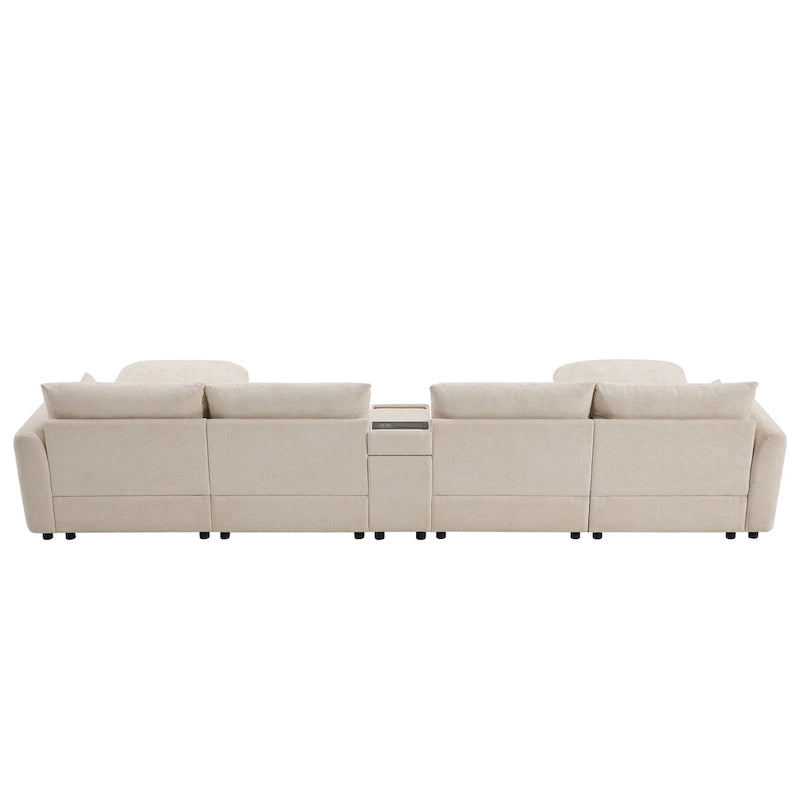 142 Modulares U-förmiges Sektionalsofa mit Aufbewahrungshocker und Konsole