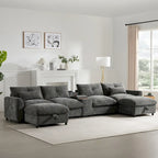 142 Modulares U-förmiges Sektionalsofa mit Aufbewahrungshocker und Konsole