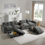 142 Modulares U-förmiges Sektionalsofa mit Aufbewahrungshocker und Konsole
