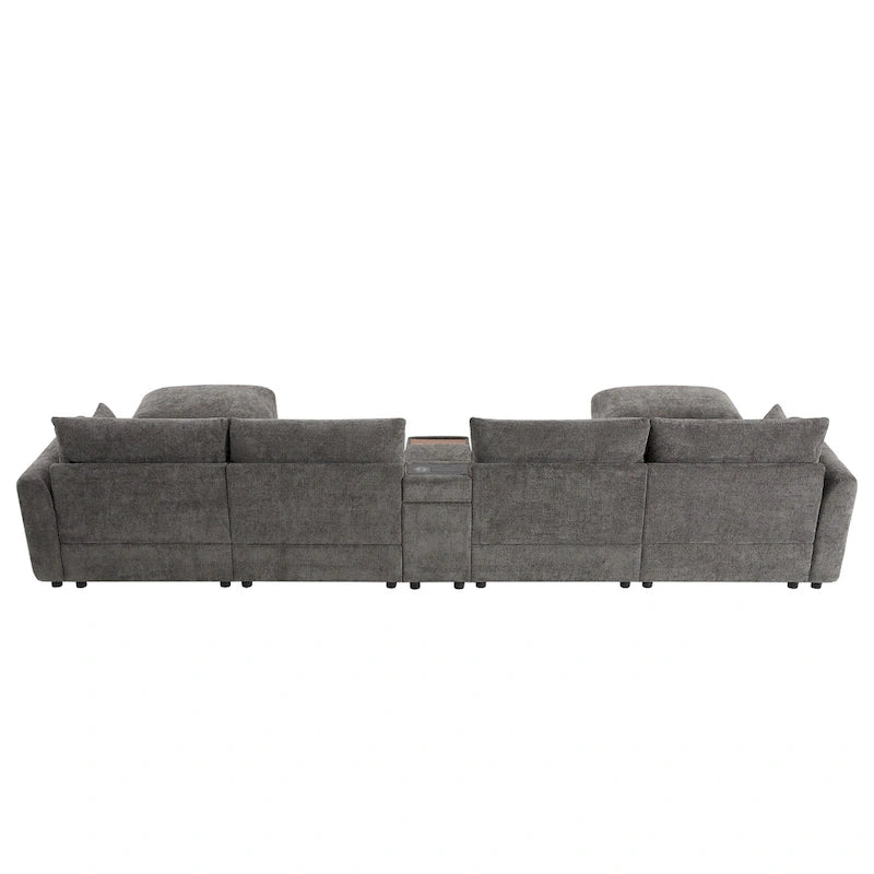 142 Modulares U-förmiges Sektionalsofa mit Aufbewahrungshocker und Konsole