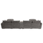 142 Modulares U-förmiges Sektionalsofa mit Aufbewahrungshocker und Konsole