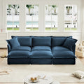 120 Chenille Ecksofa 3-Sitzer mit 3 Ottomanen