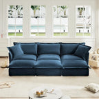 120 Chenille Ecksofa 3-Sitzer mit 3 Ottomanen