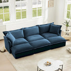 120 Chenille Ecksofa 3-Sitzer mit 3 Ottomanen