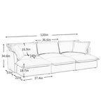 120 Chenille Ecksofa 3-Sitzer mit 3 Ottomanen