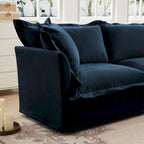 120 Chenille Ecksofa 3-Sitzer mit 3 Ottomanen