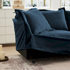 120 Chenille Ecksofa 3-Sitzer mit 3 Ottomanen