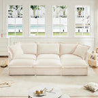 120 Chenille Ecksofa 3-Sitzer mit 3 Ottomanen