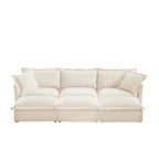 120 Chenille Ecksofa 3-Sitzer mit 3 Ottomanen