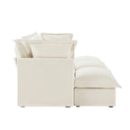 120 Chenille Ecksofa 3-Sitzer mit 3 Ottomanen
