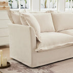 120 Chenille Ecksofa 3-Sitzer mit 3 Ottomanen