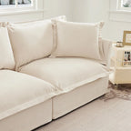120 Chenille Ecksofa 3-Sitzer mit 3 Ottomanen
