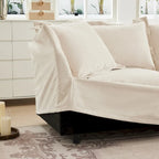 120 Chenille Ecksofa 3-Sitzer mit 3 Ottomanen