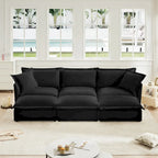 120 Chenille Ecksofa 3-Sitzer mit 3 Ottomanen