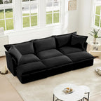 120 Chenille Ecksofa 3-Sitzer mit 3 Ottomanen