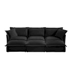 120 Chenille Ecksofa 3-Sitzer mit 3 Ottomanen